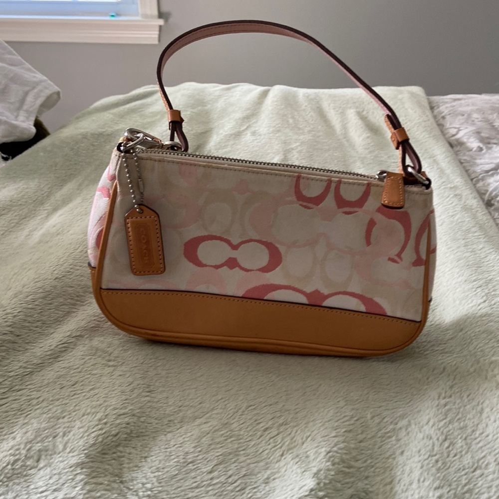 Vintage 2002 Coach Pink, White, and Cream mini bag.